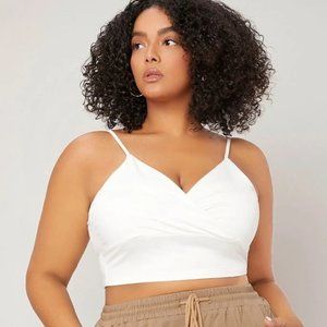 SHEIN BASICS Plus Overlap Collar Crop Cami Top